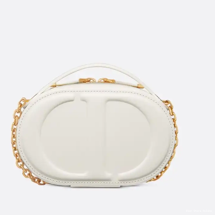 Cheap Camera Dior Calfskin CD Bag Oval Signature White 0226 Hot Sale