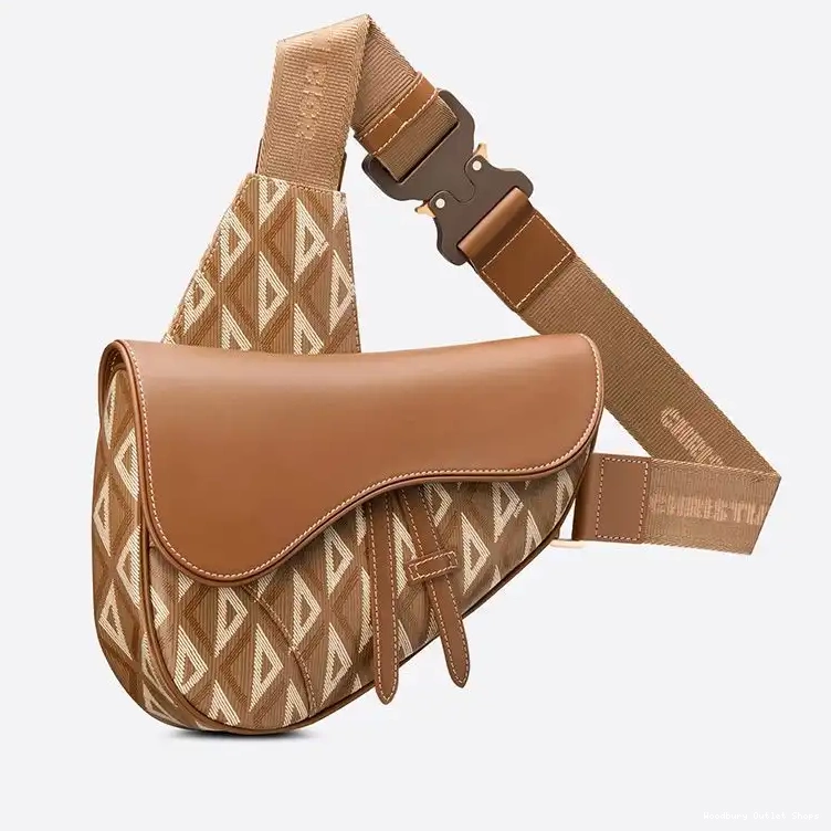 Cheap Brown Dior Motif Saddle Crossbody CD Diamond Canvas 0316 Hot Sale