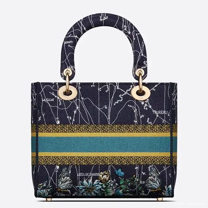 Cheap Constellation D-lite Lady Canvas Blue Medium Motif Bag 0317 Hot Sale