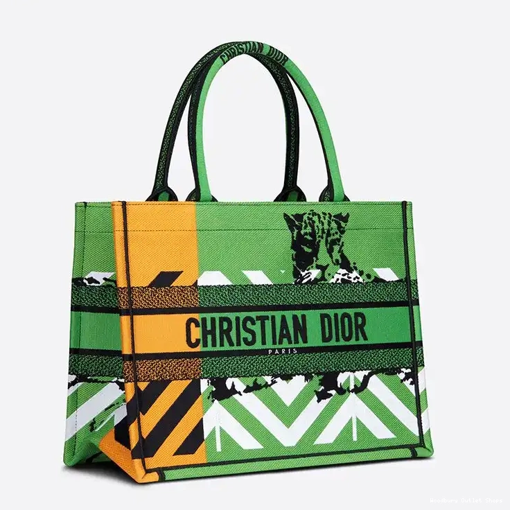 Cheap Dior Tote D-Jungle Orange Pop Book Motif Canvas Green 0318 Hot Sale