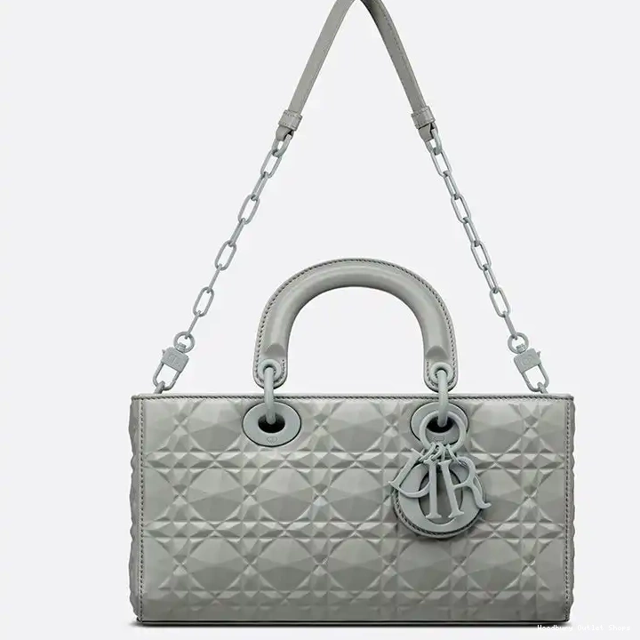 Cheap Motif Medium D-Joy Bag Calfskin Cannage Grey with Ultramatte Lady Diamond 0317 Hot Sale