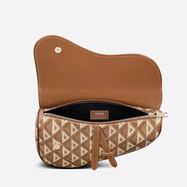 Cheap Brown Dior Motif Saddle Crossbody CD Diamond Canvas 0316 Hot Sale