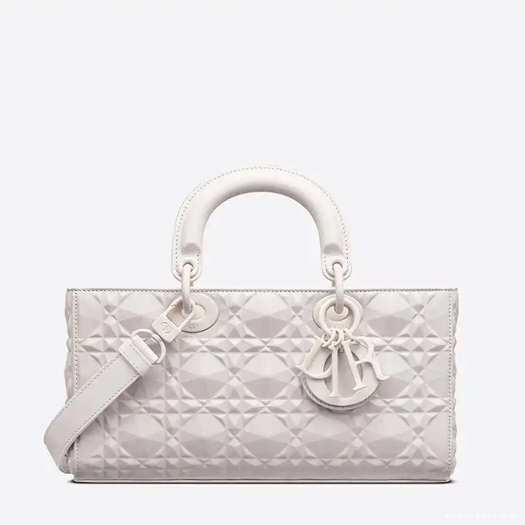 Cheap Lady Medium White with Bag D-Joy Diamond Calfskin Cannage Ultramatte Motif 0319 Hot Sale