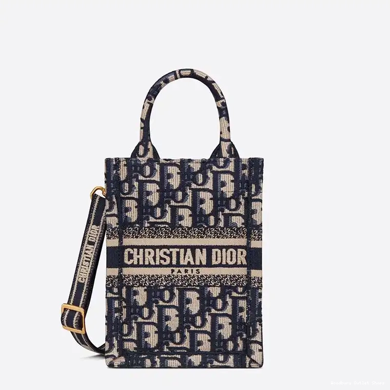 Book Tote Miniature Dior Oblique Motif Blue Canvas 0319 Hot Sale