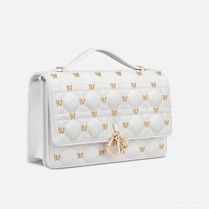 Cheap Butterfly Top Dior Cannage Handle Bag with White Miss Studs Lambskin 0316 Hot Sale