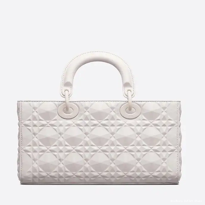 Cheap Lady Medium White with Bag D-Joy Diamond Calfskin Cannage Ultramatte Motif 0319 Hot Sale