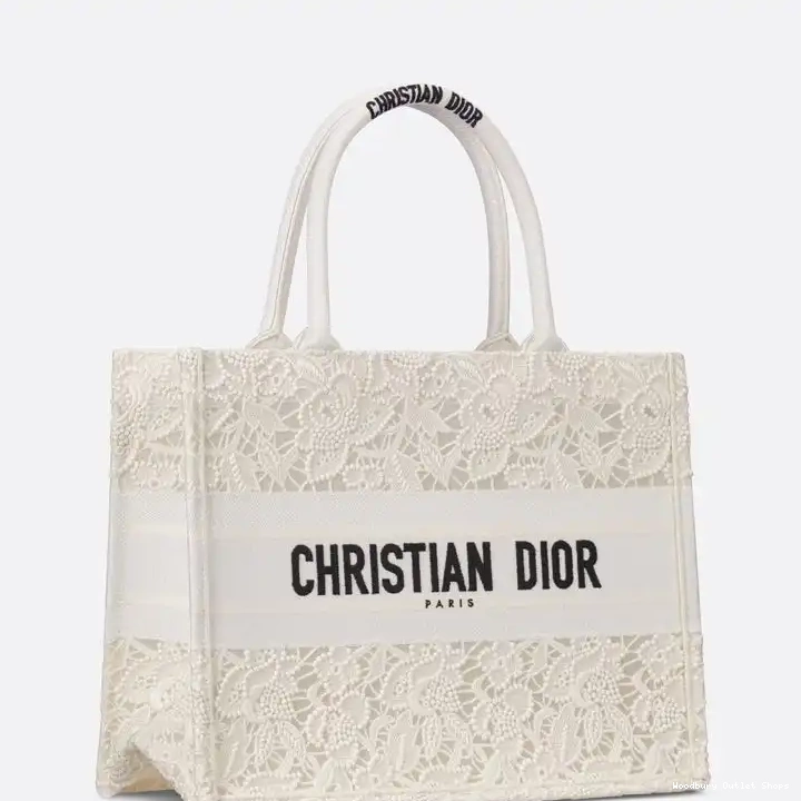 Cheap Dior Motif White Canvas D-Lace Macrame Book Tote 0316 Hot Sale