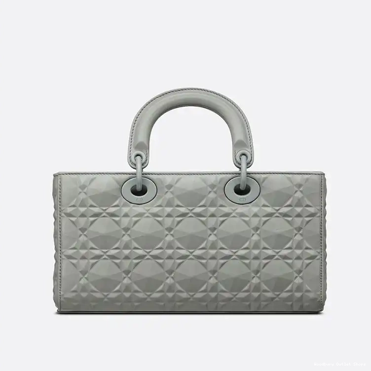Cheap Motif Medium D-Joy Bag Calfskin Cannage Grey with Ultramatte Lady Diamond 0317 Hot Sale