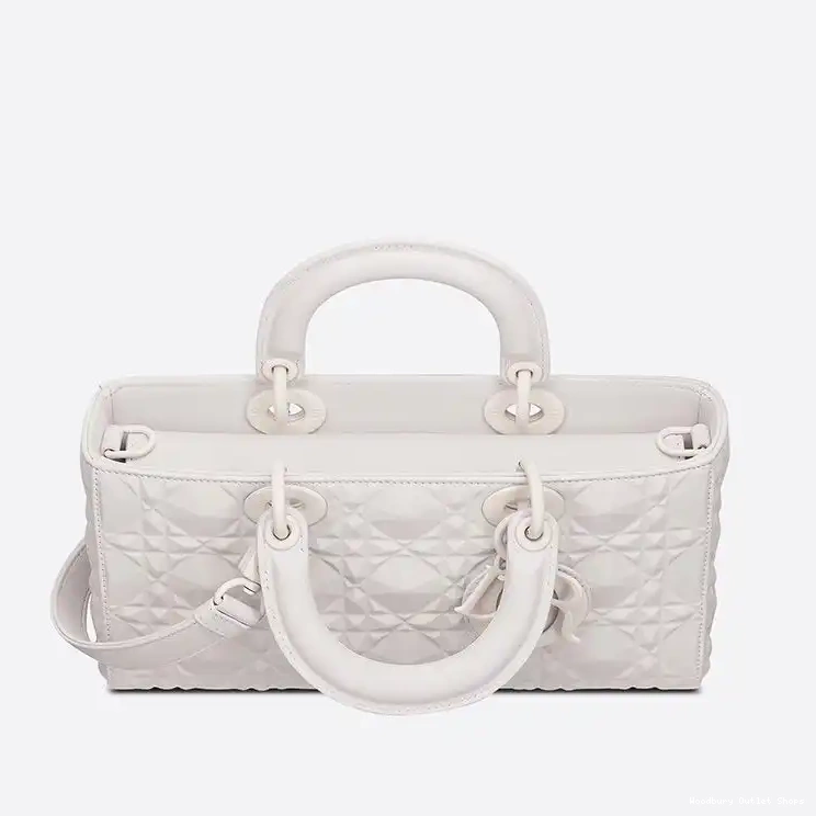 Cheap Lady Medium White with Bag D-Joy Diamond Calfskin Cannage Ultramatte Motif 0319 Hot Sale