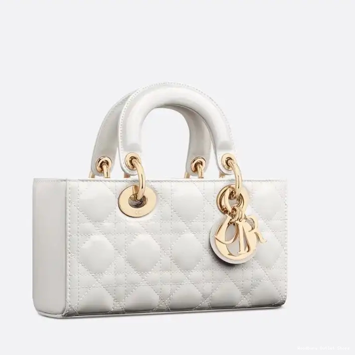 Cheap Patent Lady Bag Small Calfskin White D-Joy Cannage 0316 Hot Sale