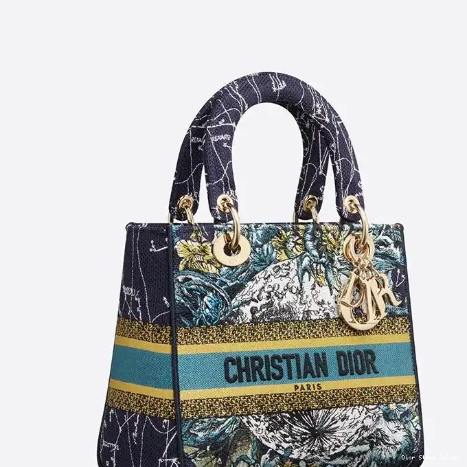 Cheap Constellation D-lite Lady Canvas Blue Medium Motif Bag 0317 Hot Sale