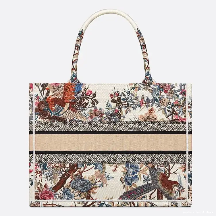 Cheap d'Hiver White Tote Jardin Dior Motif Canvas Book 0319 Hot Sale