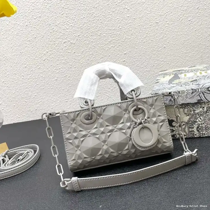 Cheap Micro Calfskin Ultramatte Lady Bag Diamond Cannage with D-Joy Grey Motif 0318 Hot Sale