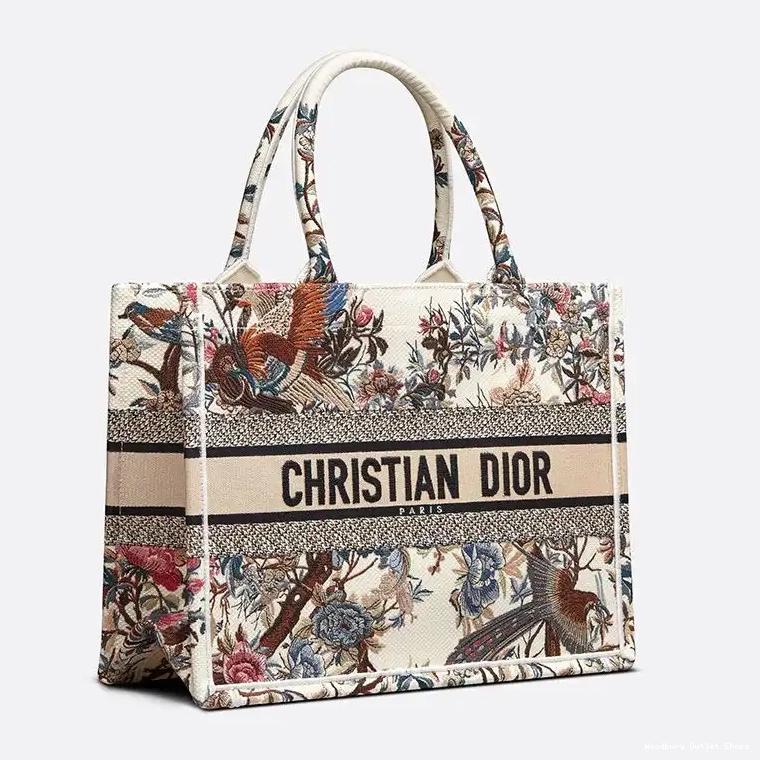Cheap d'Hiver White Tote Jardin Dior Motif Canvas Book 0319 Hot Sale